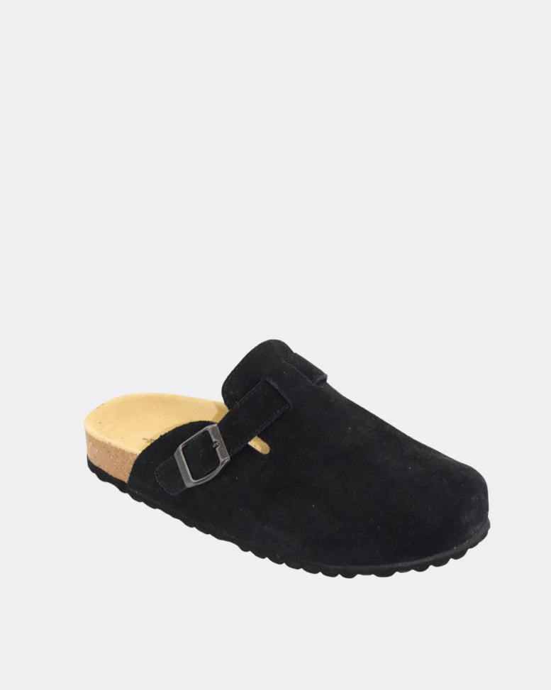 Lara Slide | Black Suede