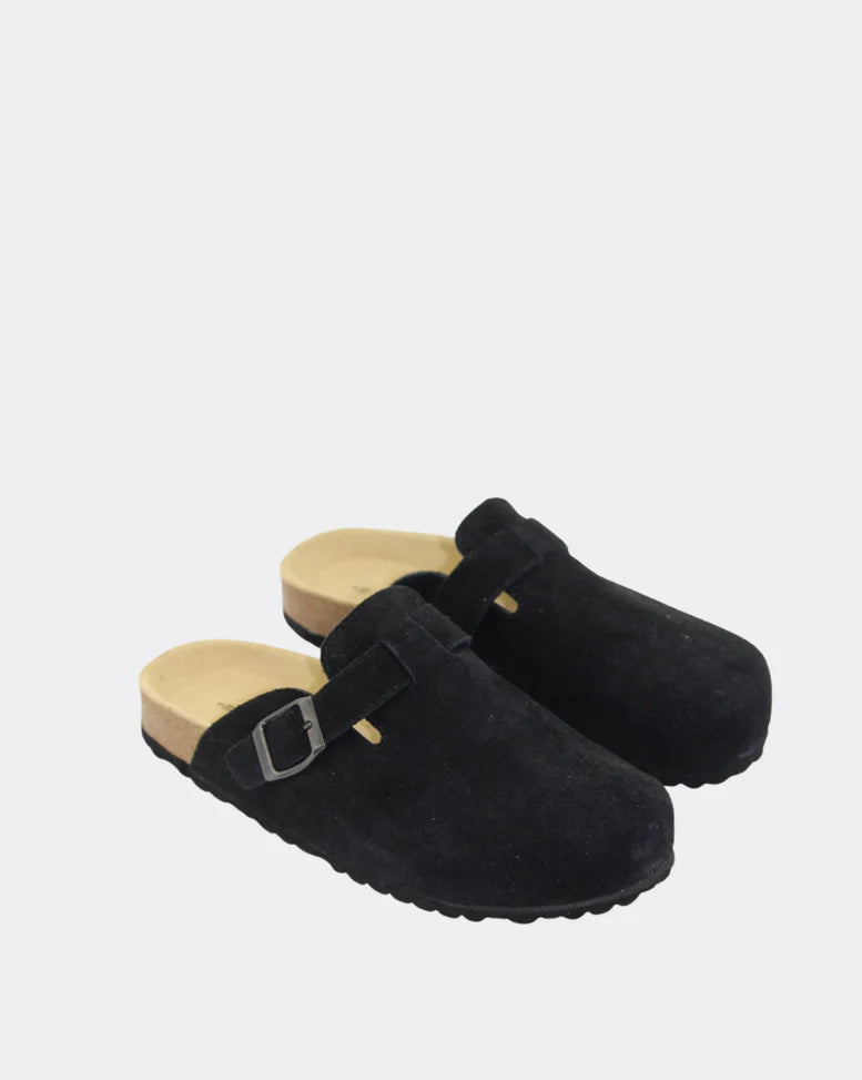 Lara Slide | Black Suede