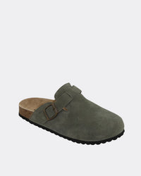Lara Slide | Vintage Green Suede