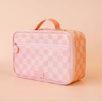 Peach Check Large Lunch Bag