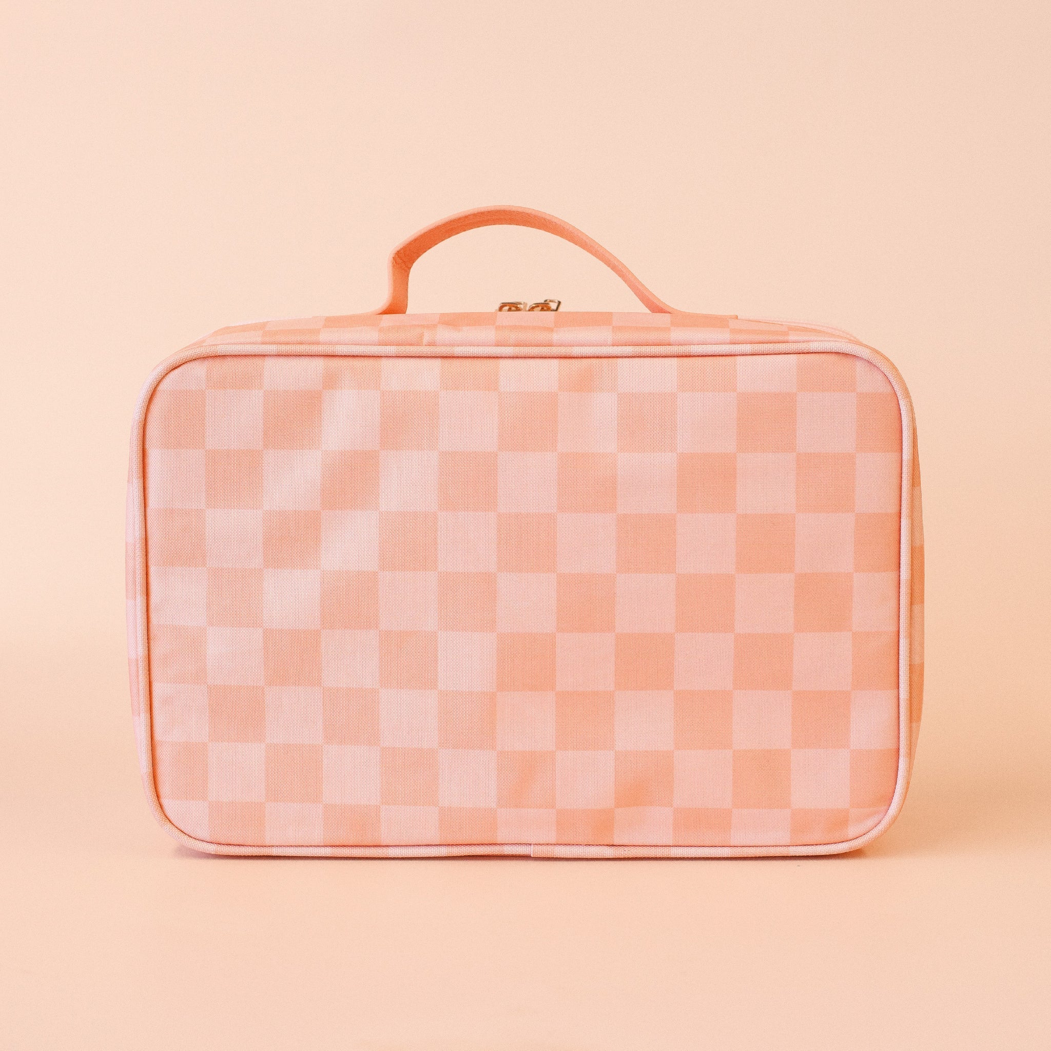 Peach Check Large Lunch Bag