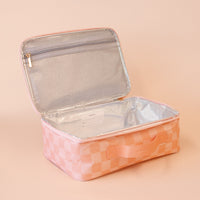 Peach Check Large Lunch Bag