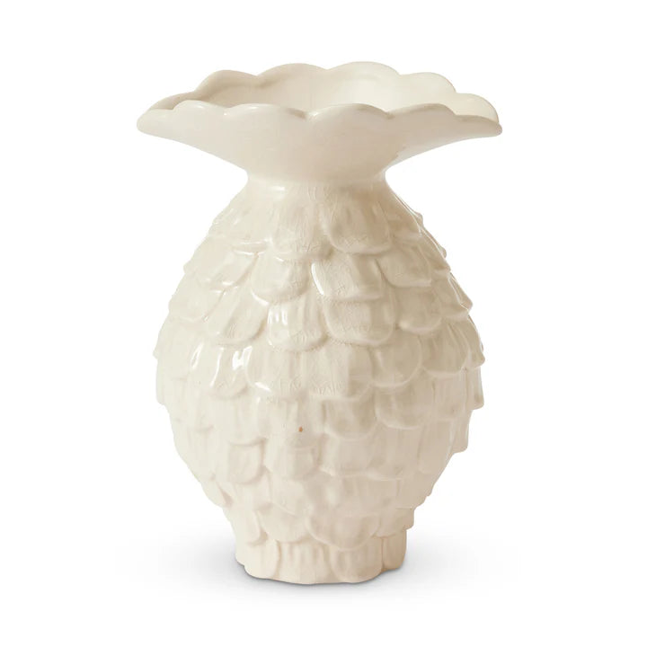 Maui White Crackle Vase