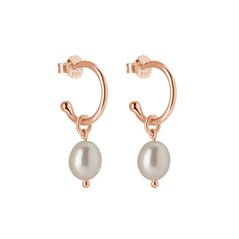 Petites Pearl Hoops | Rose Gold Plate