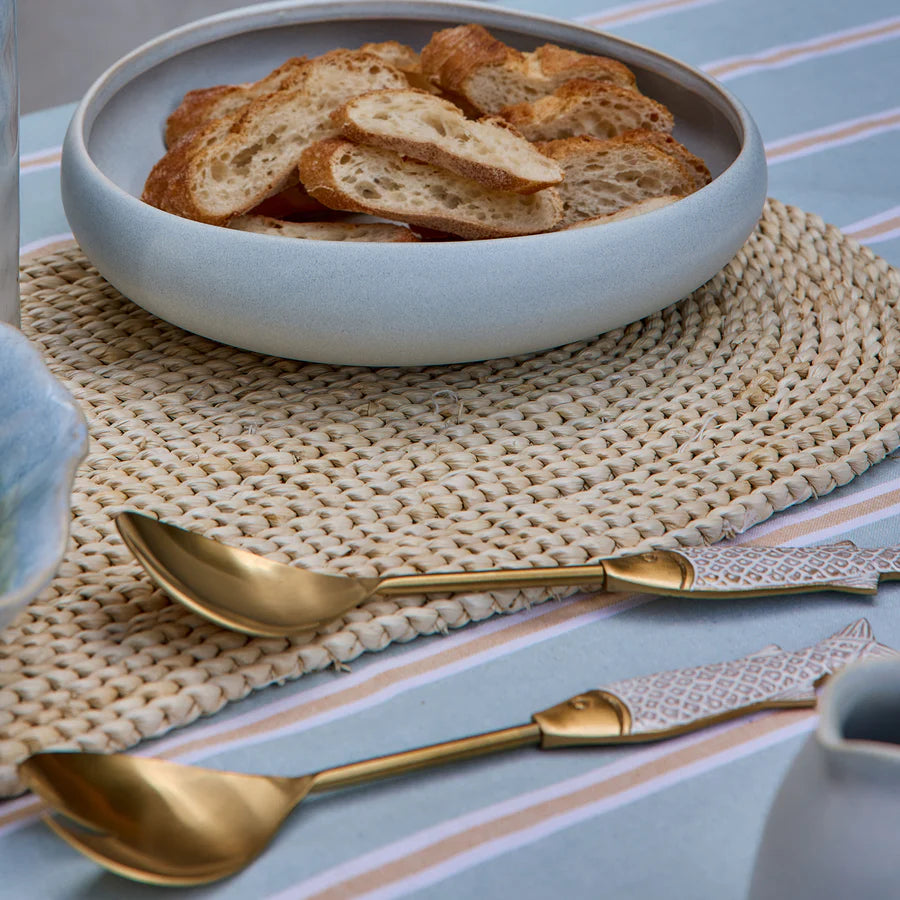 Seychelles Brass Fish Salad Server Set