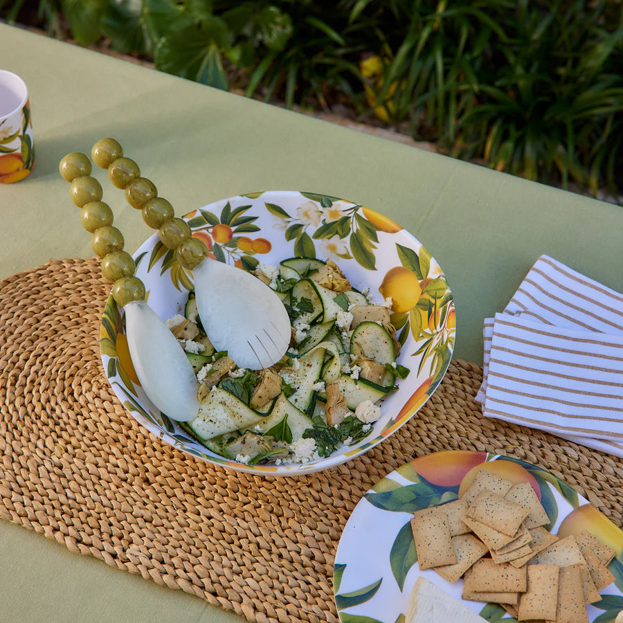 Bobble Green/White Resin Salad Server Set