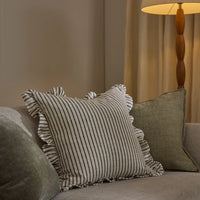 Ruffles Black/ Natural Stripe Cushion