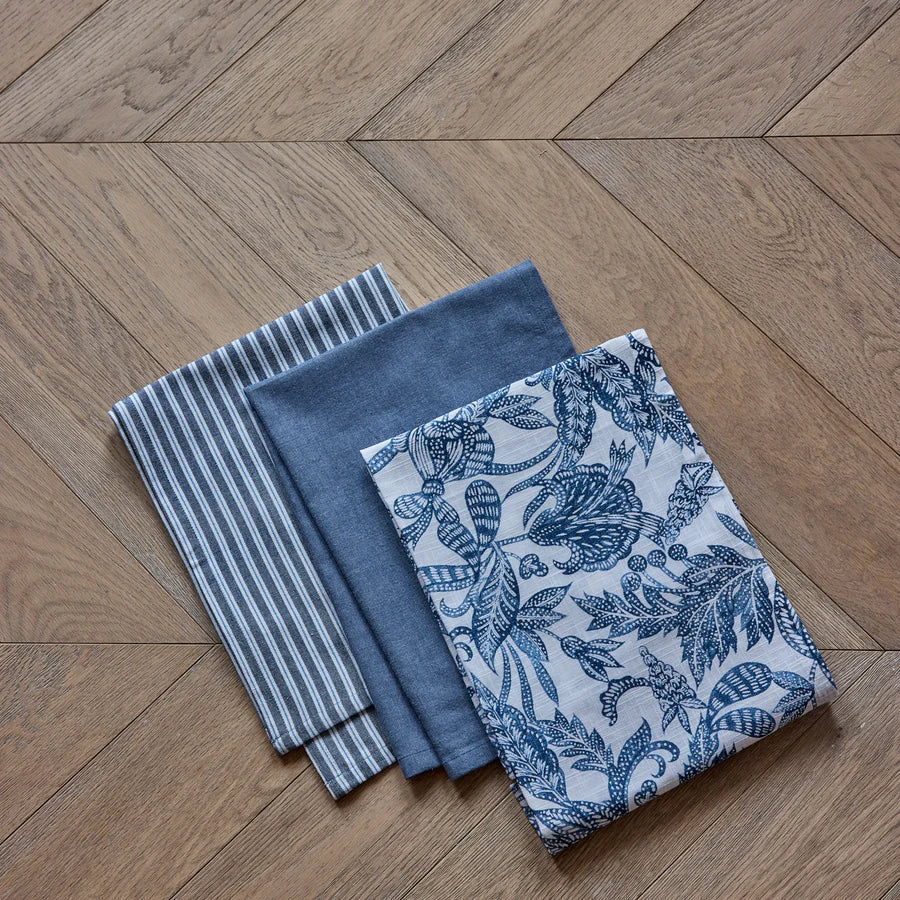 Samara Dark Blue Teatowel 3 Pack