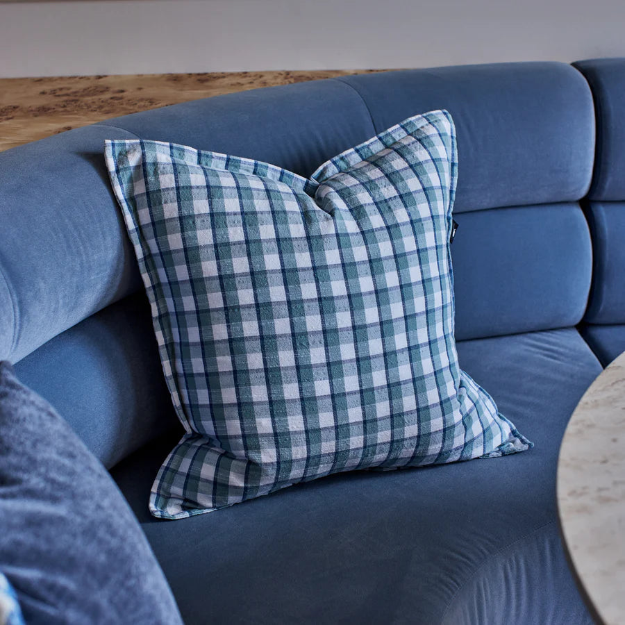 Maldon Blue Check Cushion