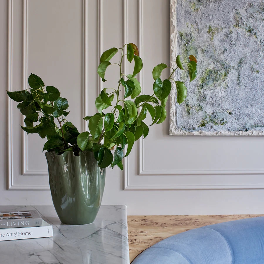 Chloe Dark Green Ripple Vase