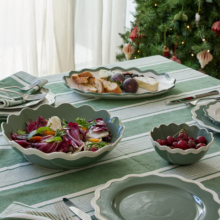 Avery Spruce Green Stripe Tablecloth