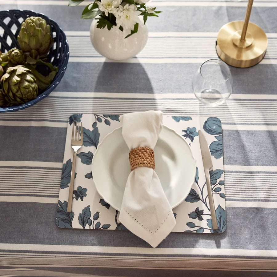 Morgan Blue Rectangle Hard Placemat Set 4