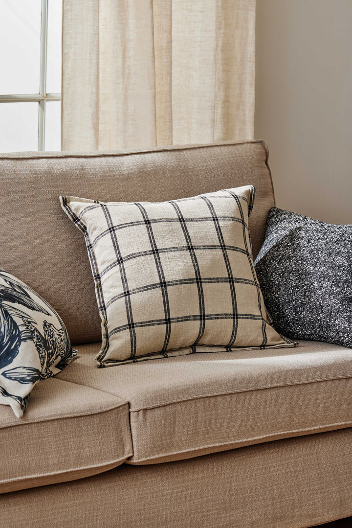 Surrey Black/Sand Check Feather Cushion