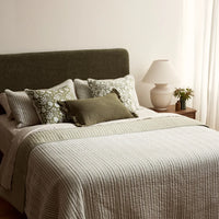 Sinclair Green Stripe Quilted Coverlet
