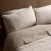 Sinclair Coffee Stripe Quilted Pillow Case Set 2