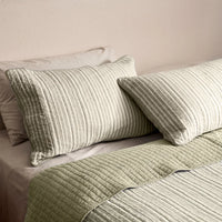 Sinclair Green Stripe Quilted Pillow Case Set 2