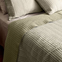 Sinclair Green Stripe Quilted Coverlet