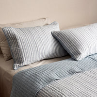 Sinclair Blue Stripe Quilted Pillow Case Set 2