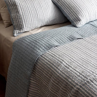 Sinclair Blue Stripe Quilted Coverlet