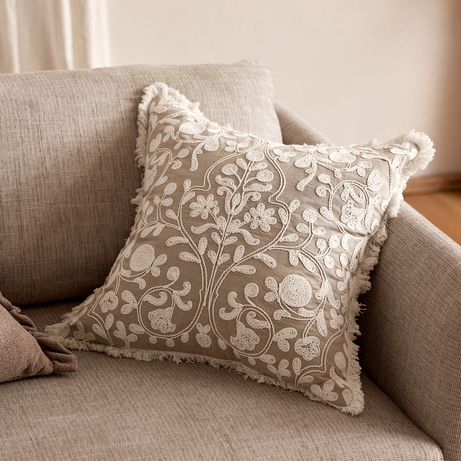 Lucinda White Embroidered Cushion