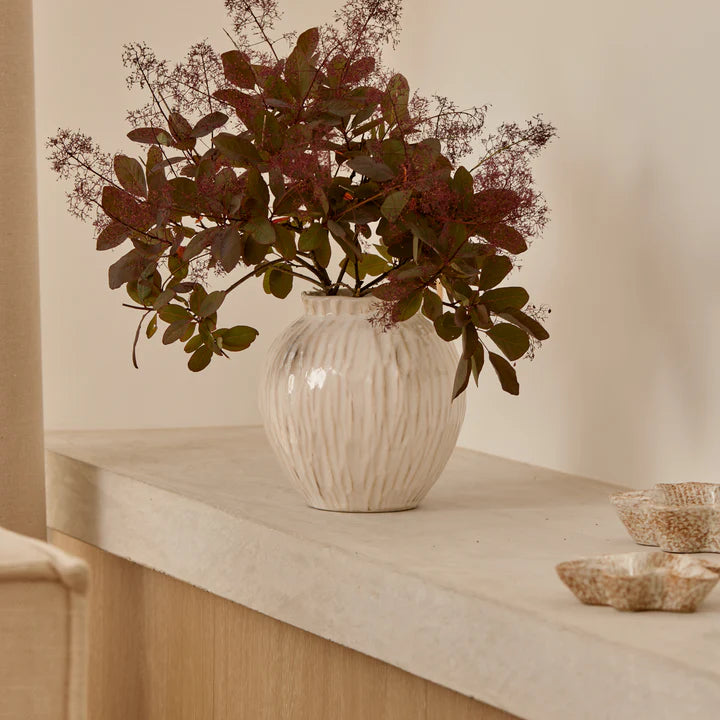 Jarah Textured White Vase