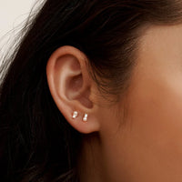 Pearl with White Topaz Studs | Sterling Silver