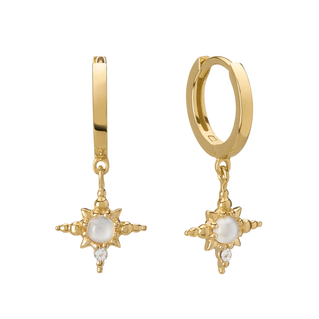 Huggies with Hanging Star | 18KT Yellow Gold Plate