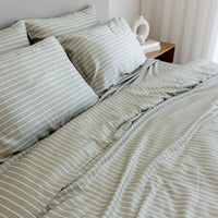 100% Organic Bamboo Sheet Set | Olive Stripe