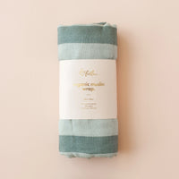 Sage Stripe / Check Organic Muslin Wrap Set