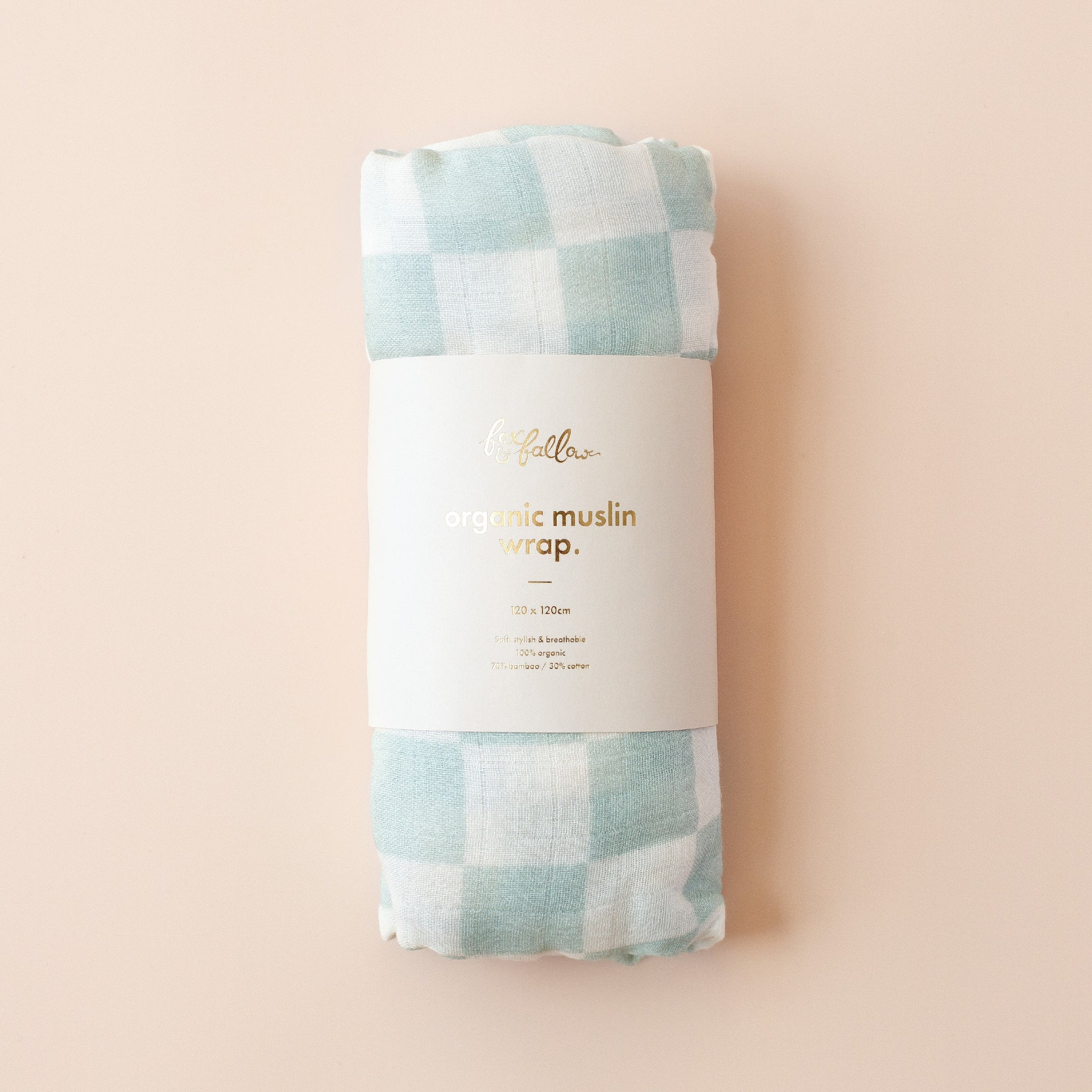 Sage Stripe / Check Organic Muslin Wrap Set