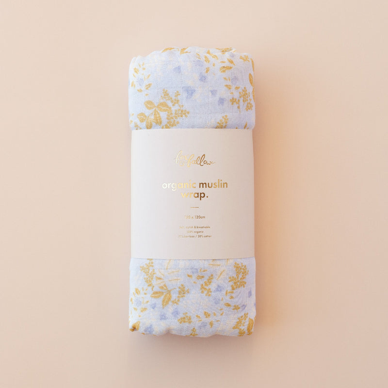 Forget-Me-Not Navy / Delphinium Organic Muslin Wrap Set