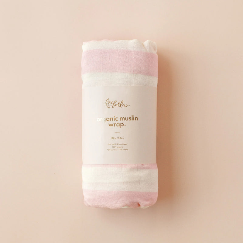 Dusty Roses / Petal Stripe Organic Muslin Wrap Set