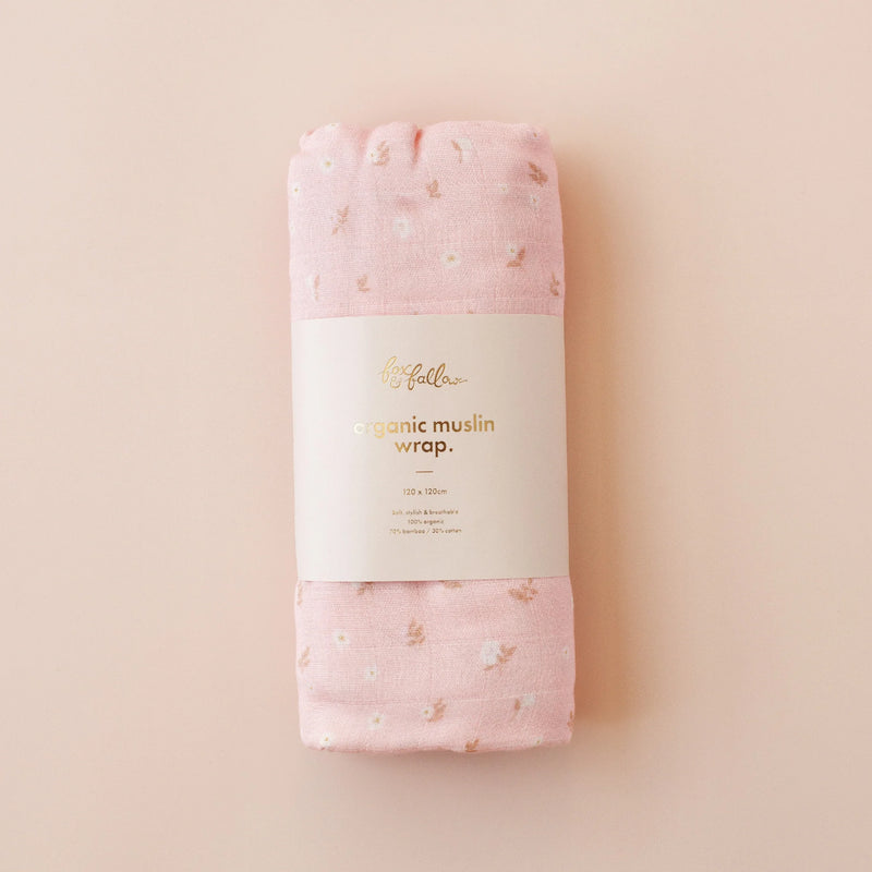Dusty Roses / Petal Stripe Organic Muslin Wrap Set