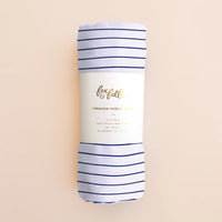 Navy Stripe Muslin Wrap Swaddle