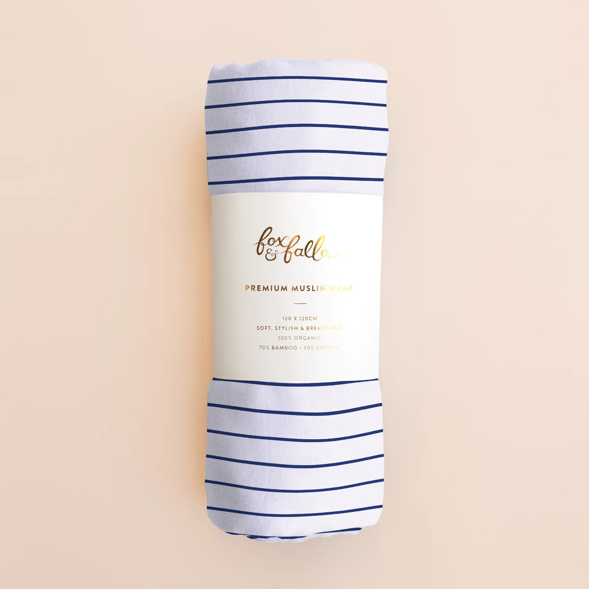 Navy Stripe Muslin Wrap Swaddle