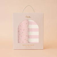 Dusty Roses / Petal Stripe Organic Muslin Wrap Set