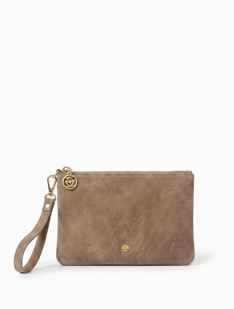 Mia Suede Clutch | Tan