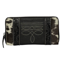 Moore | Cowhide & Tooling Leather Boot Stitch Zippered Wallet
