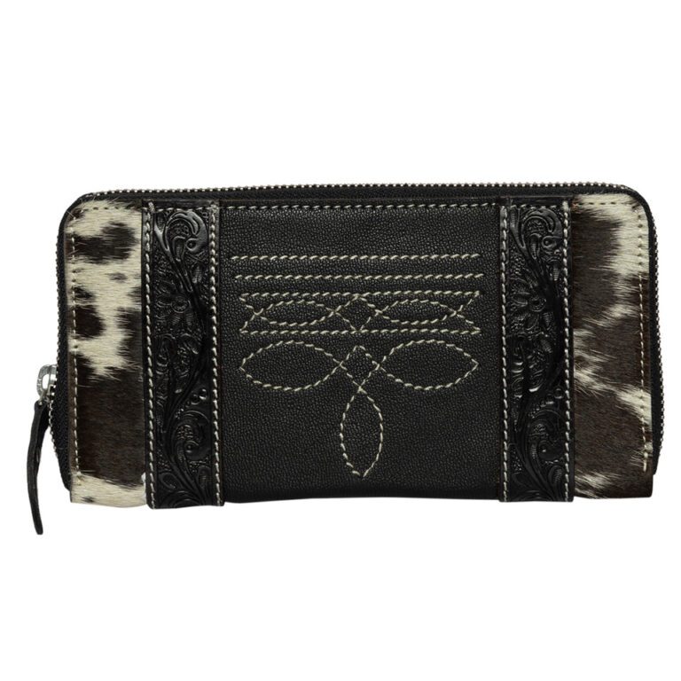 Moore | Cowhide & Tooling Leather Boot Stitch Zippered Wallet
