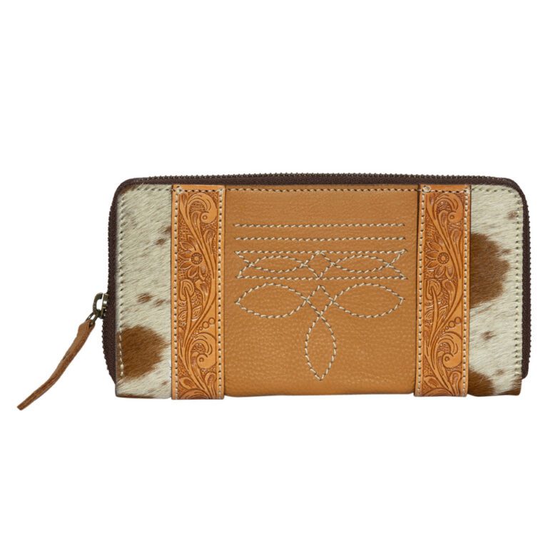 Moore | Cowhide & Tooling Leather Boot Stitch Zippered Wallet