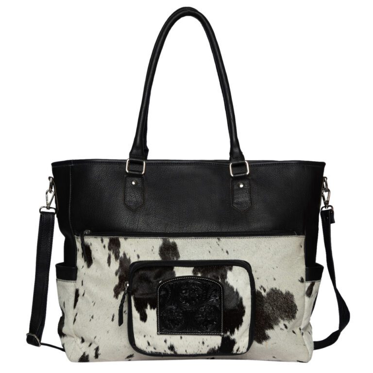 Cowhide and Leather Nappy Bag
