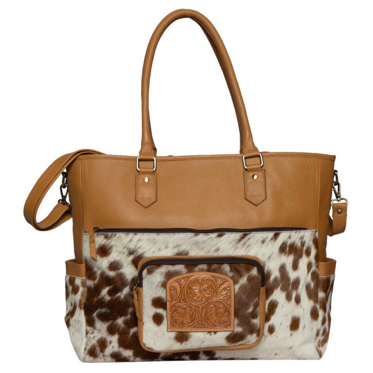 Cowhide and Leather Nappy Bag