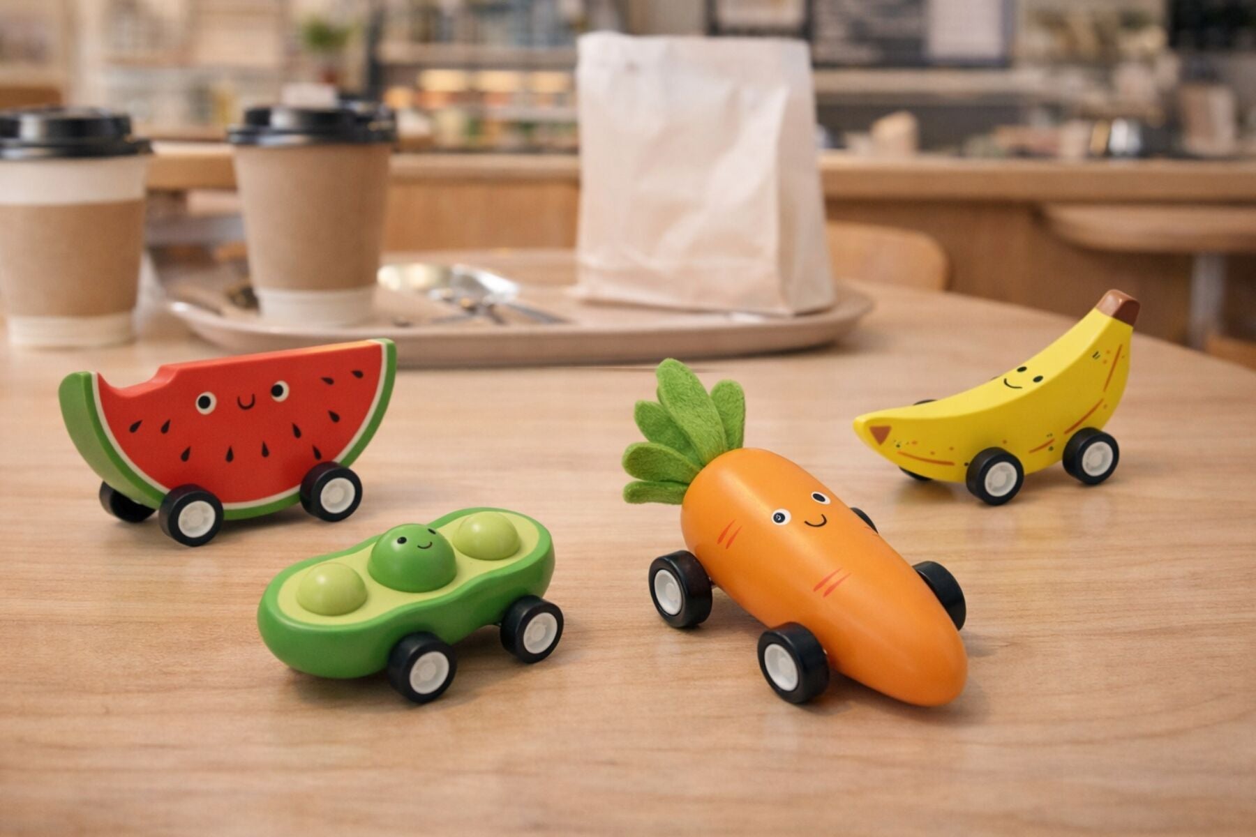 Wooden Pull Back Fruit & Veggie
