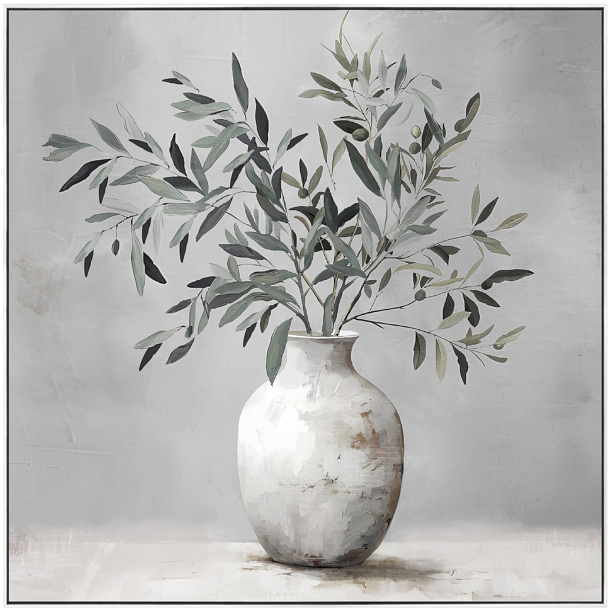 Leafy Lounge Painting | Framed Canvas Art | 92x92cm