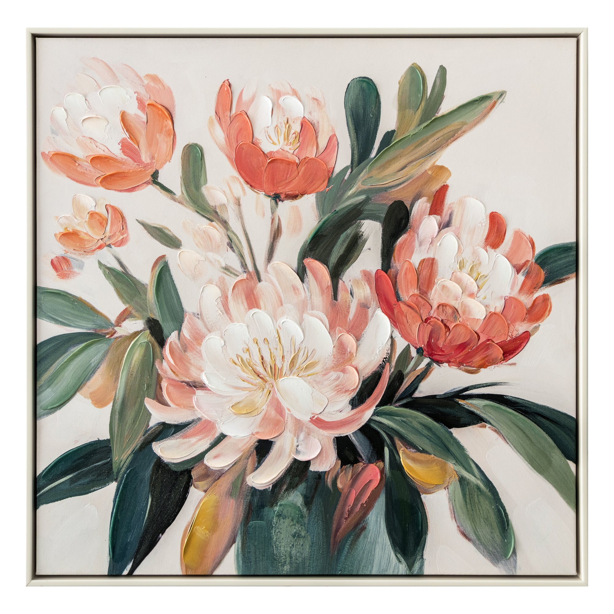 Bloom with a View Painting | Framed Canvas Art | 63x63cm
