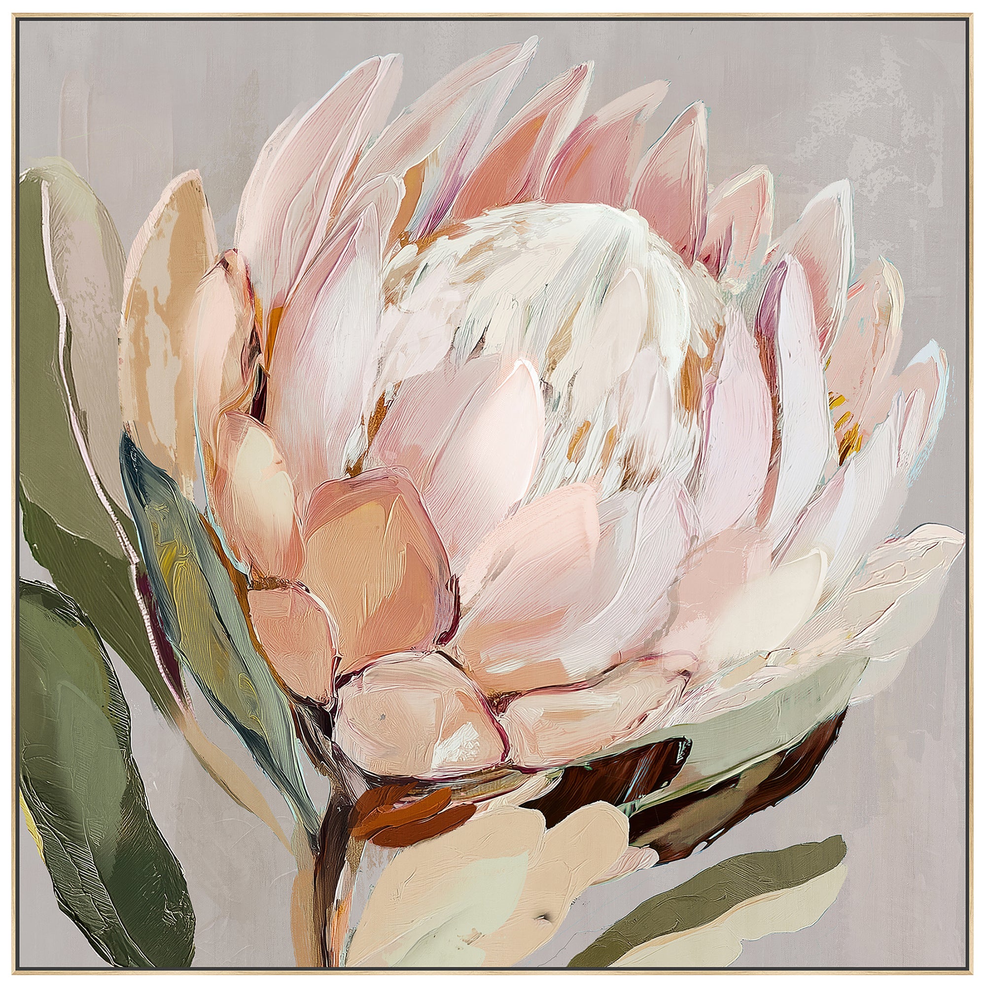 Blush Rush Paint | Framed Canvas Art | 83x83cm