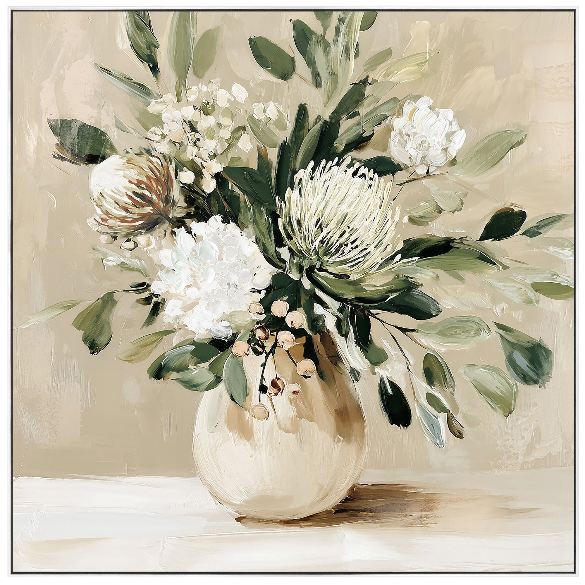 Calm Botanica Paint | Framed Canvas Art | 73x73cm