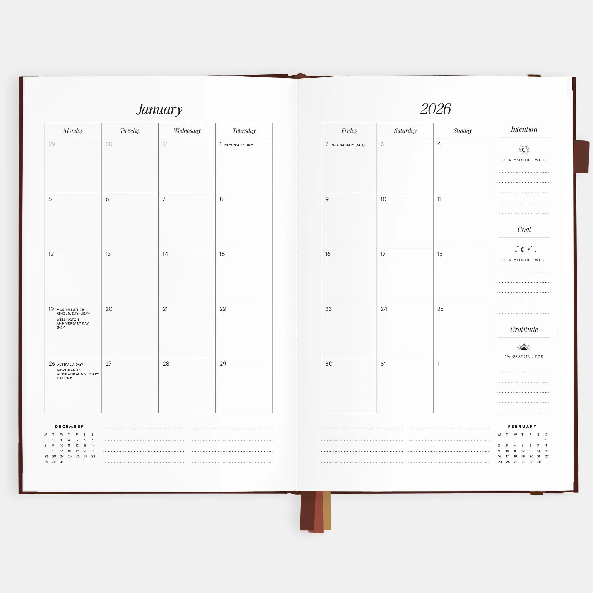 2026 A5 Vertical Planner | Chocolate