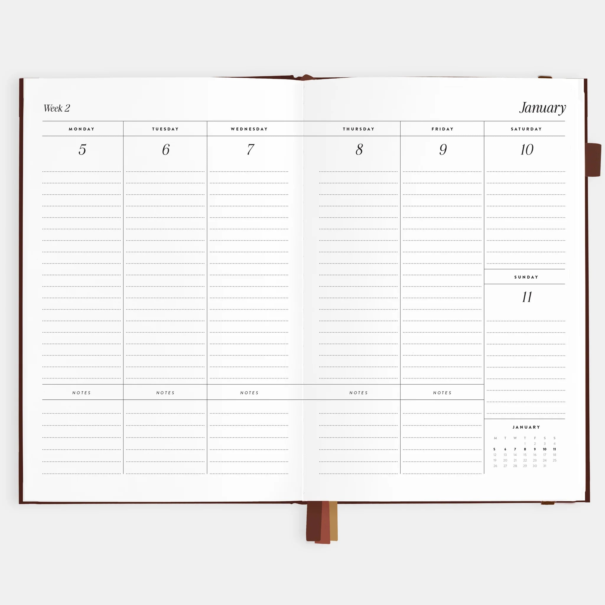 2026 A5 Vertical Planner | Chocolate