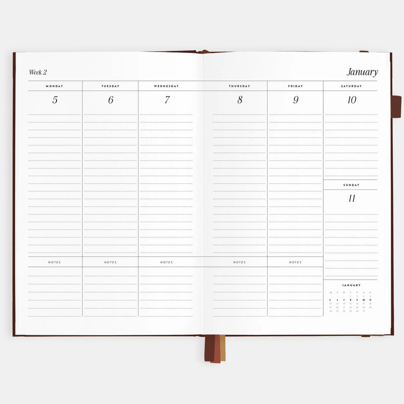2026 A5 Vertical Planner | Chocolate